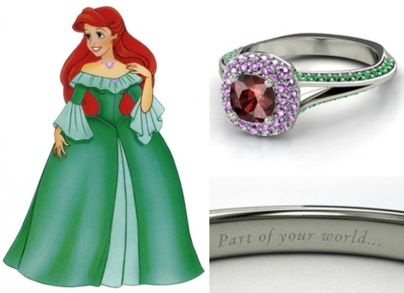 Rubi, ametistas e esmeraldas foram usadas para criar a versão de Ariel. Lindíssimo!